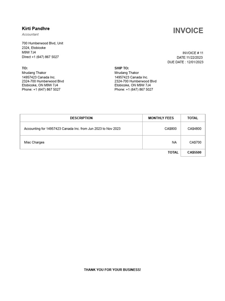 Invoice 11 | PDF