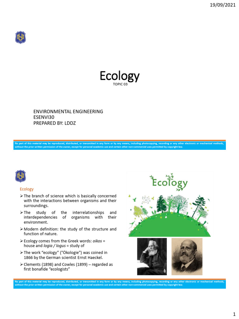 Esenvi30 - Topic 03 - Ecology | PDF | Natural Environment | Ecology