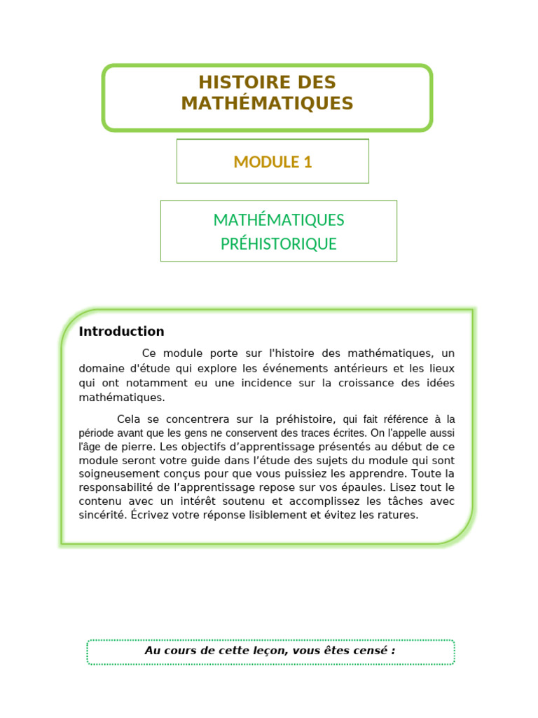 Histoire des mathématiques préhistoriques | PDF | Mathématiques ...