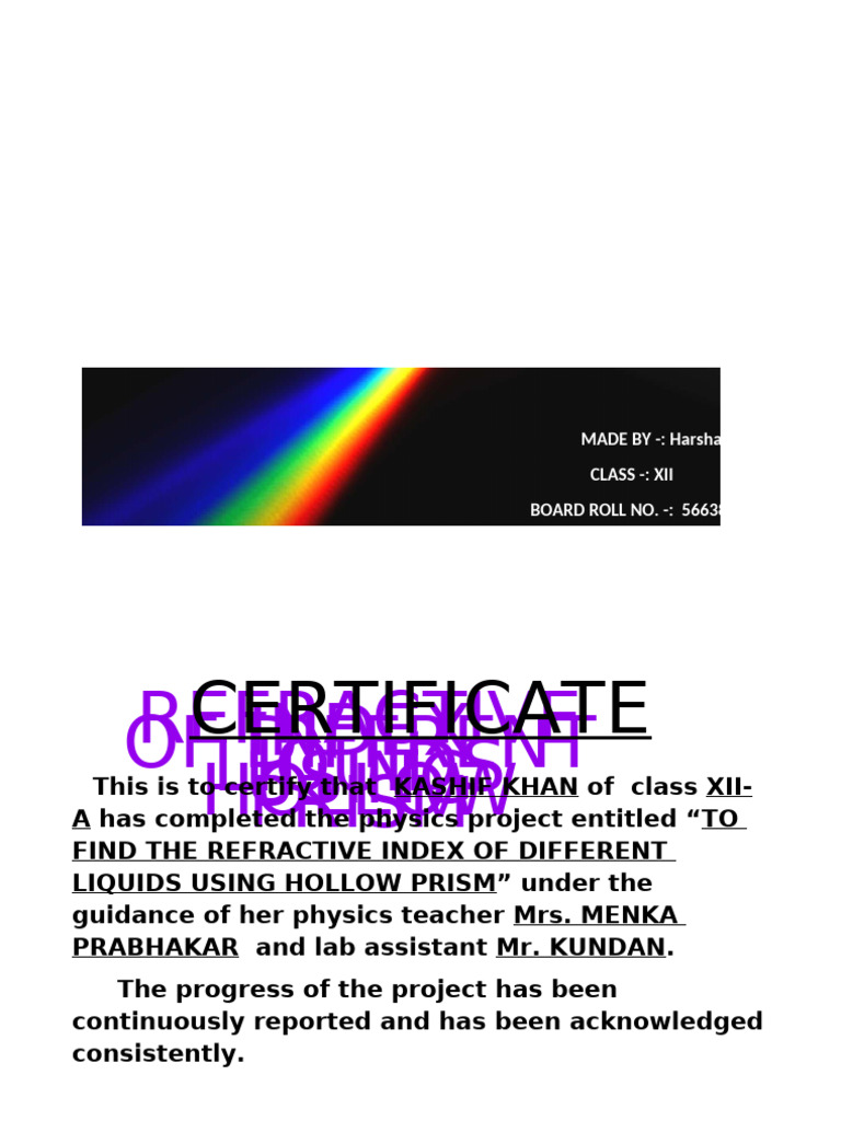Refractive Index of Liquids with Prism | PDF | Refraction | Refractive ...
