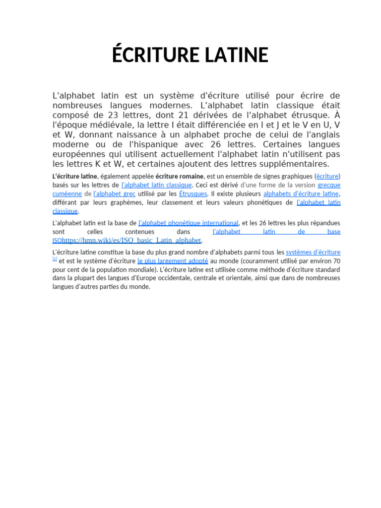 Origines et caractéristiques de l'alphabet latin | PDF