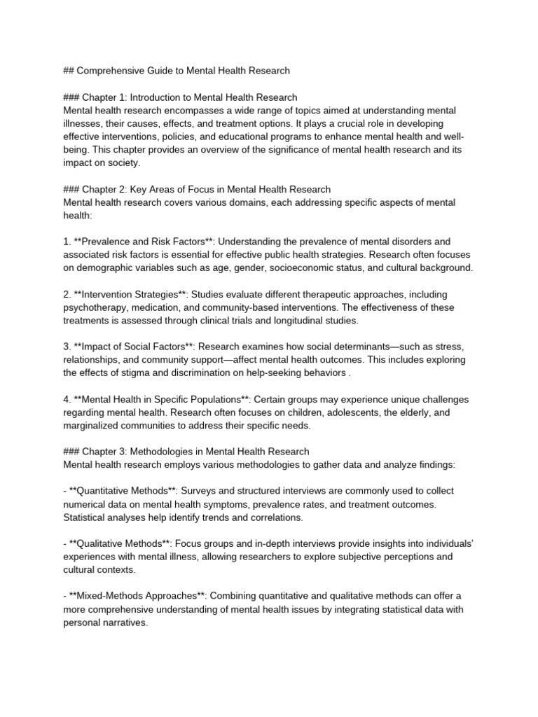 ## Comprehensive Guide to Mental Health Research | PDF | Mental Health ...