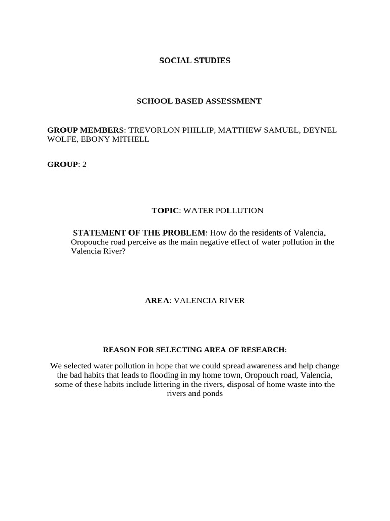 SOCIAL STUDIES SBA | PDF | Natural Environment | Environment