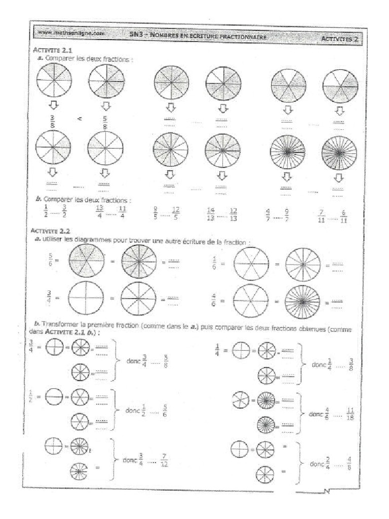 Activit%C3%A9 2 Comparaison de Fractions | PDF