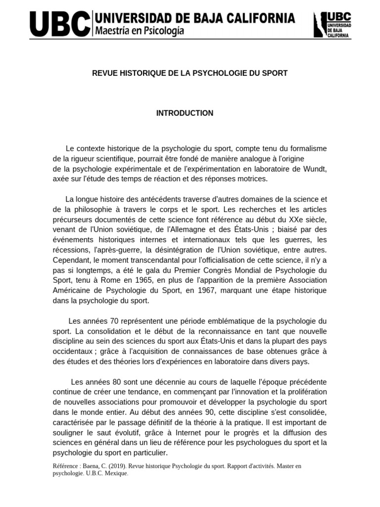 Histoire de la psychologie du sport | PDF | Science | Psychologie