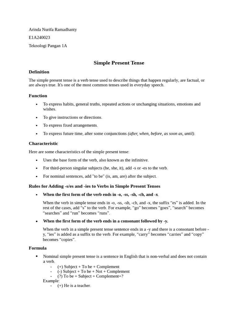 Simple Present Tense Explained | PDF | Subject (Grammar) | Verb