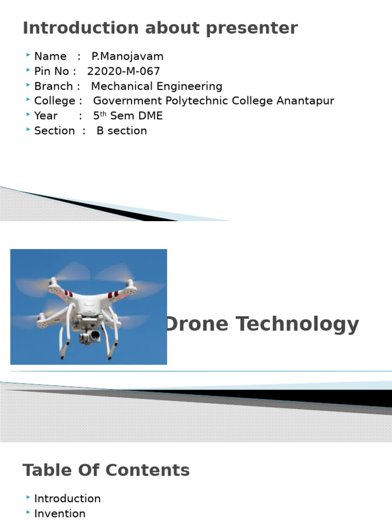 Overview of Drone Technology | PDF | Unmanned Aerial Vehicle | Aviation
