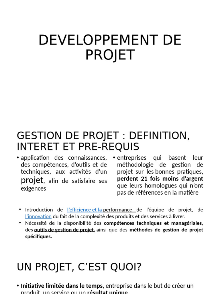 Developpement de Projet | PDF | Gestion de projet | Business