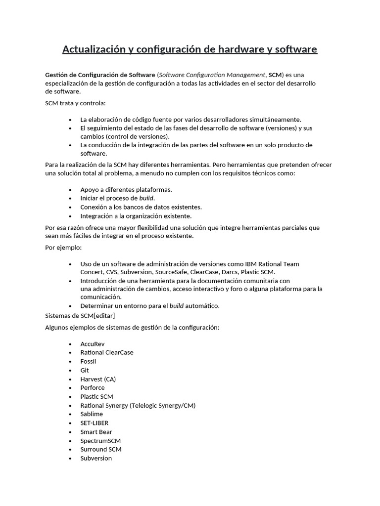 Actualización y Configuración de Hardware y Software | PDF | Software ...