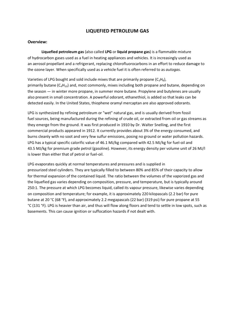 Liquefied Petroleum Gas Overview | PDF | Liquefied Petroleum Gas | Propane