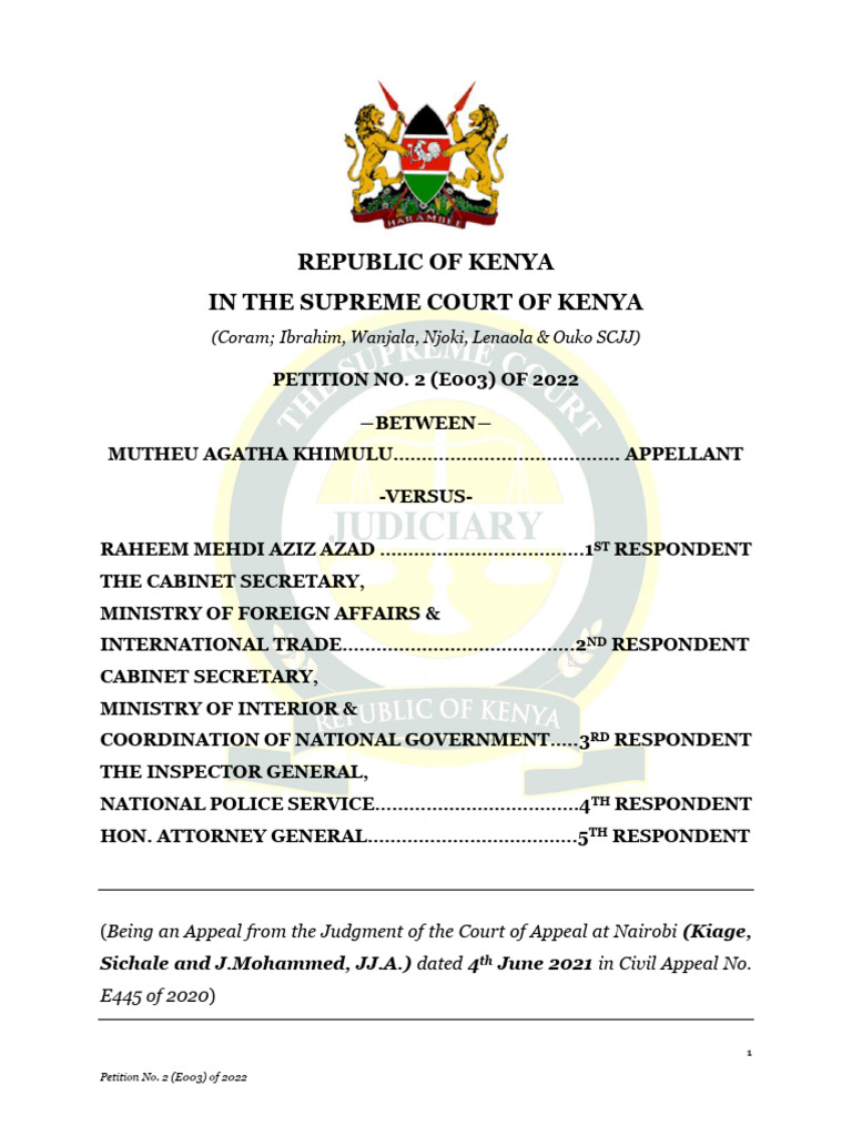 Petition No. 2 E003 of 2022 Between Mutheu Agatha Khimulu Vs Raheem ...
