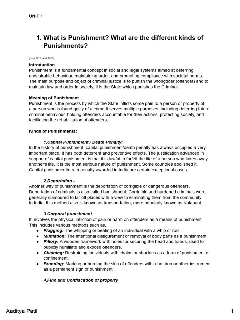 Types and Theories of Punishment Explained | PDF | Punishments | Crimes