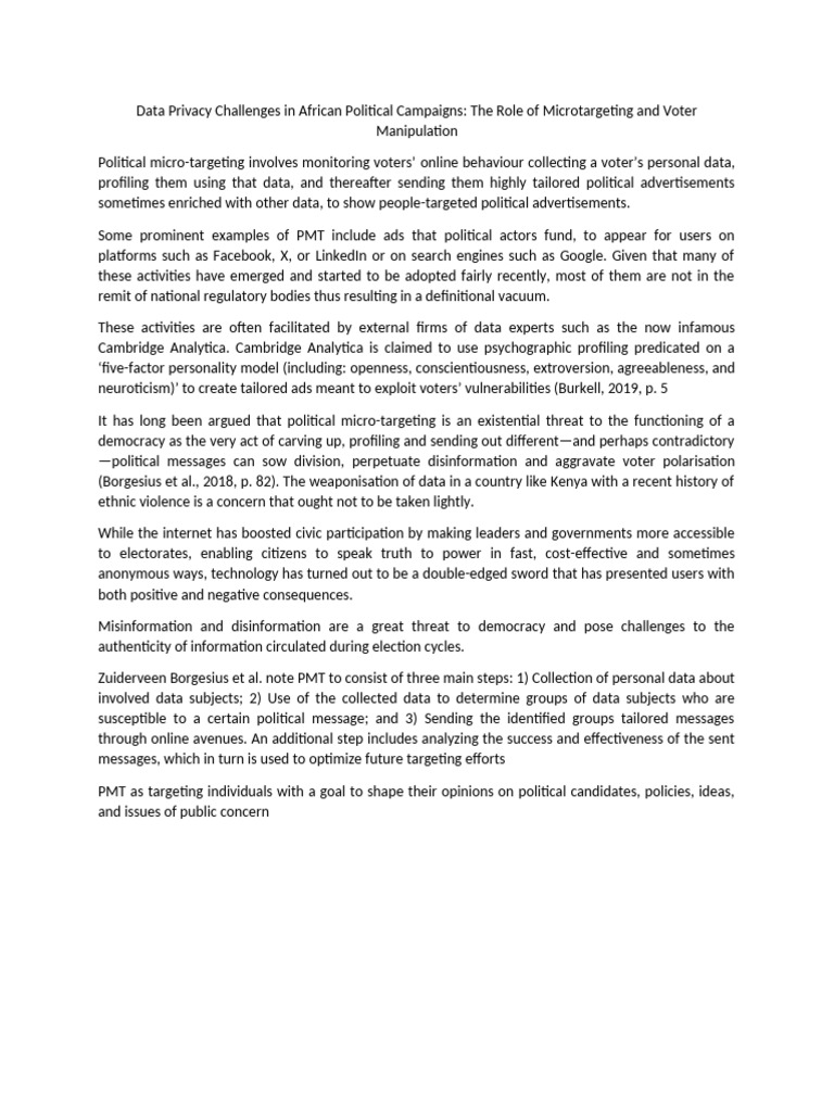 Microtargeting and Data Privacy in Africa | PDF | Political Science ...