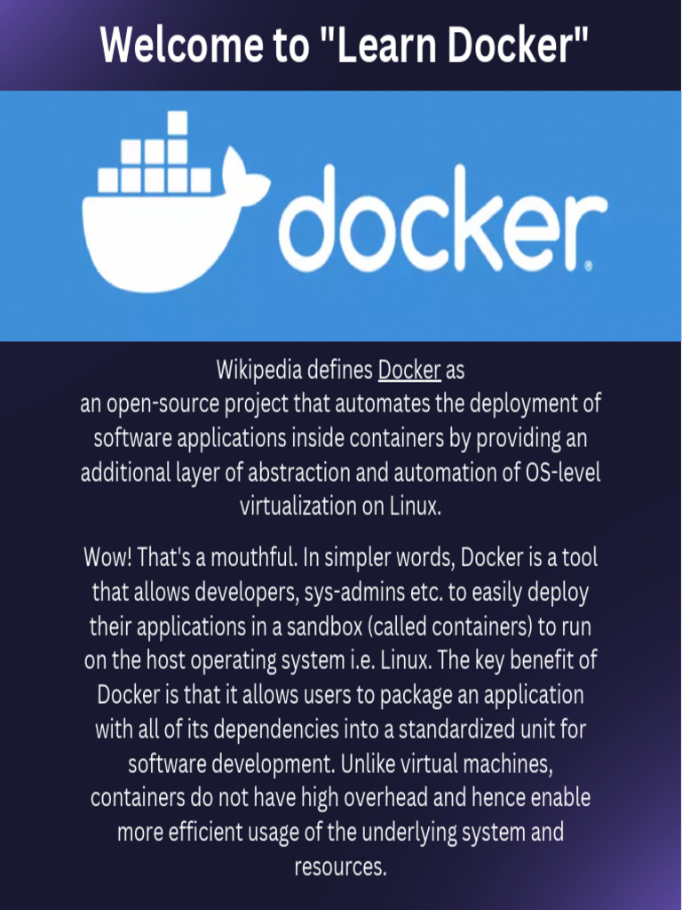 Docker Installation and Usage Guide | PDF | Virtual Machine | Load ...