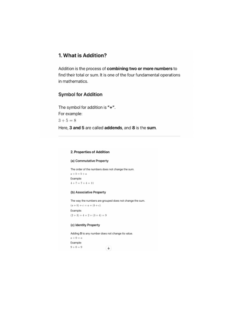 Basic Addition and Properites | PDF