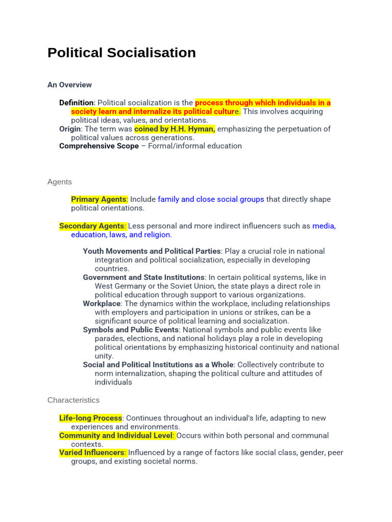 Understanding Political Socialization | PDF | System | Attitude ...