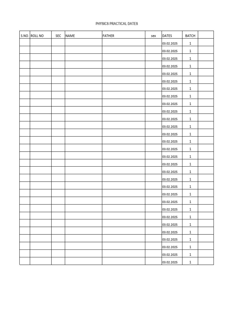 Physics Practical Dates | PDF