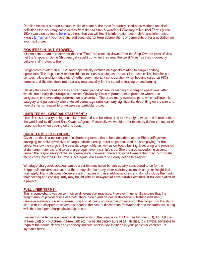 Shipping Terms and Abbreviations Guide | PDF | Cargo | Ships