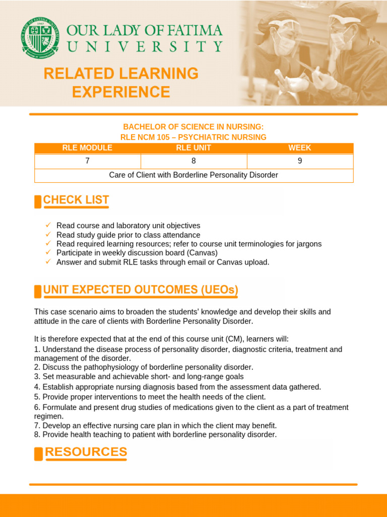 Nursing Care for Borderline Personality Disorder | PDF | Personality ...
