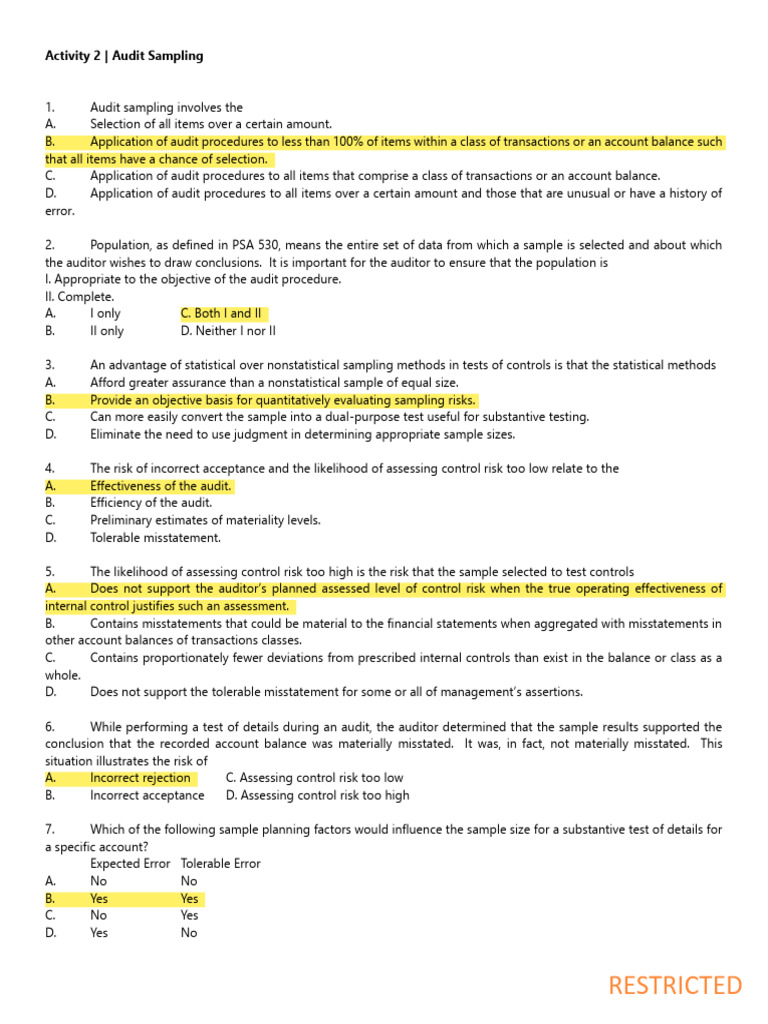 Audit Sampling Techniques and Risks | PDF | Audit | Sampling (Statistics)