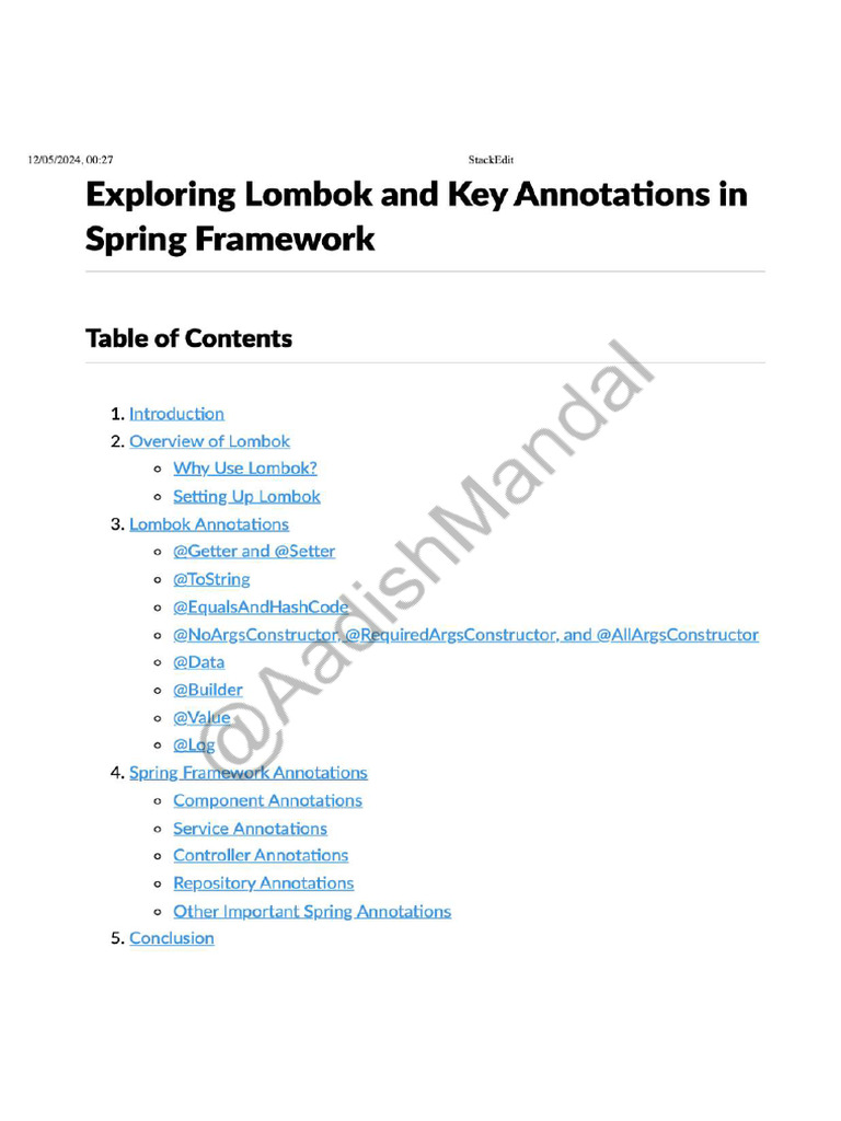 Understanding Annotations From Spring & Lombok | PDF
