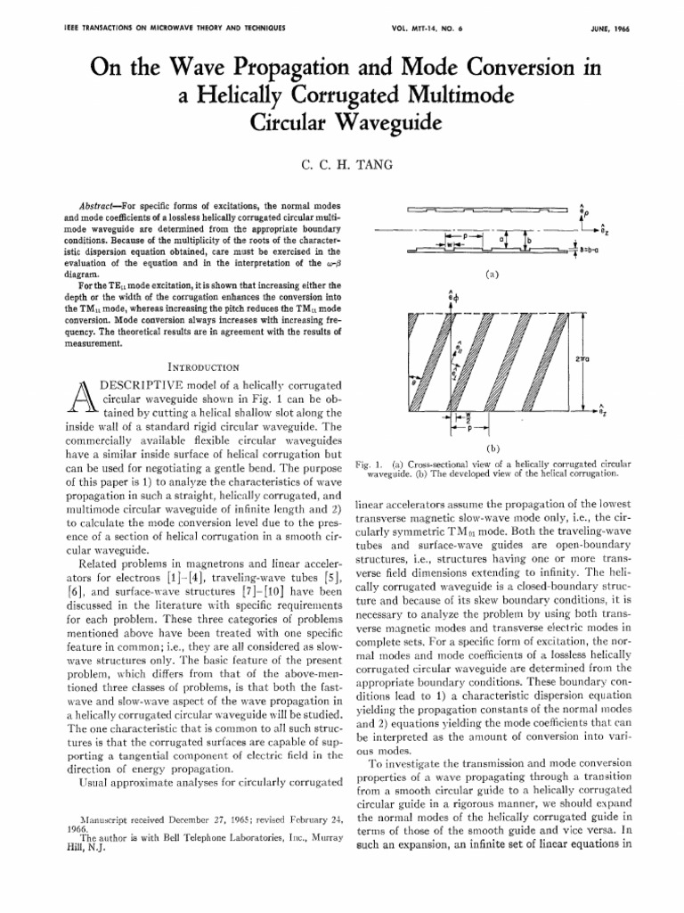 On The Wave Propagation and Mode Conversion in A Helically Corrugated ...