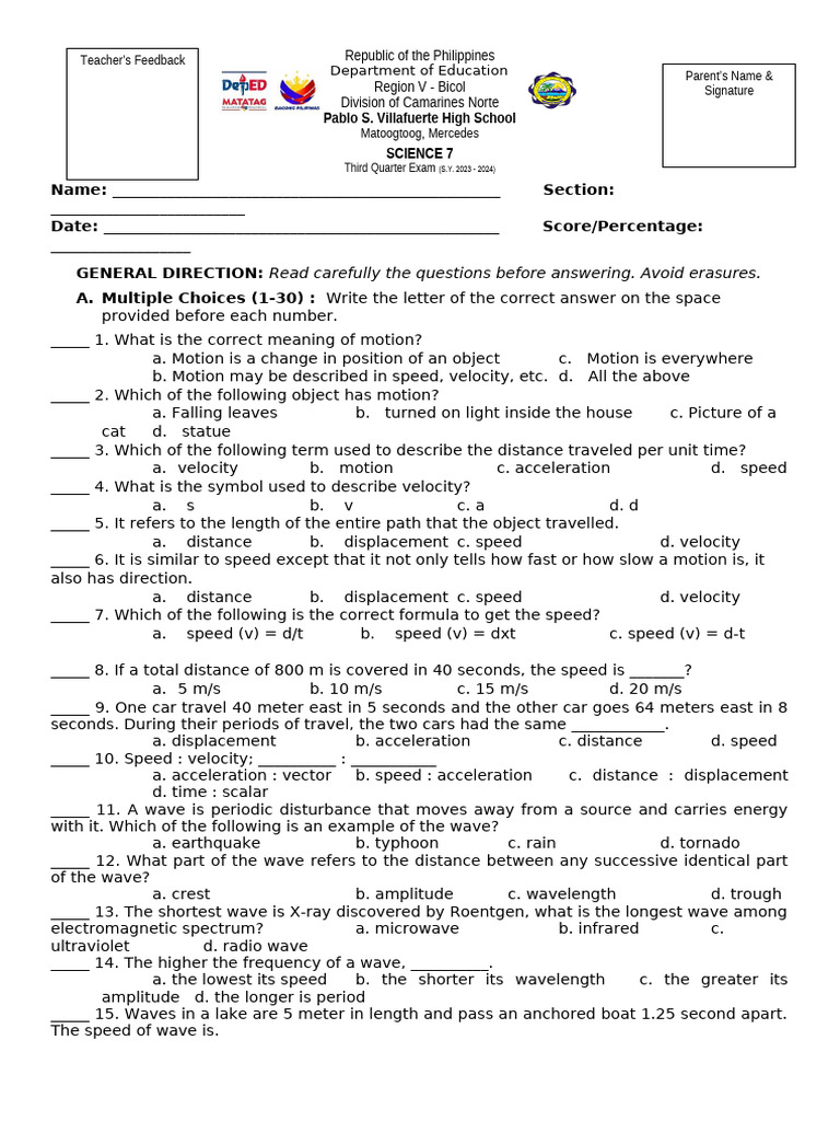 Science 7 3RD Q | PDF | Waves | Sound