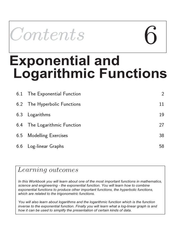 HELM Workbook 6 Exponential and Logarithmic Functions | PDF ...