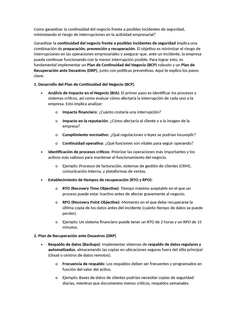 Continuidad del Negocio y Seguridad IT | PDF | La seguridad informática ...