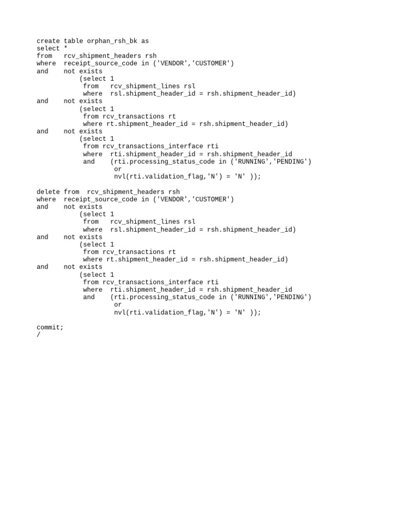 SQL Script for Cleaning Shipment Data | PDF