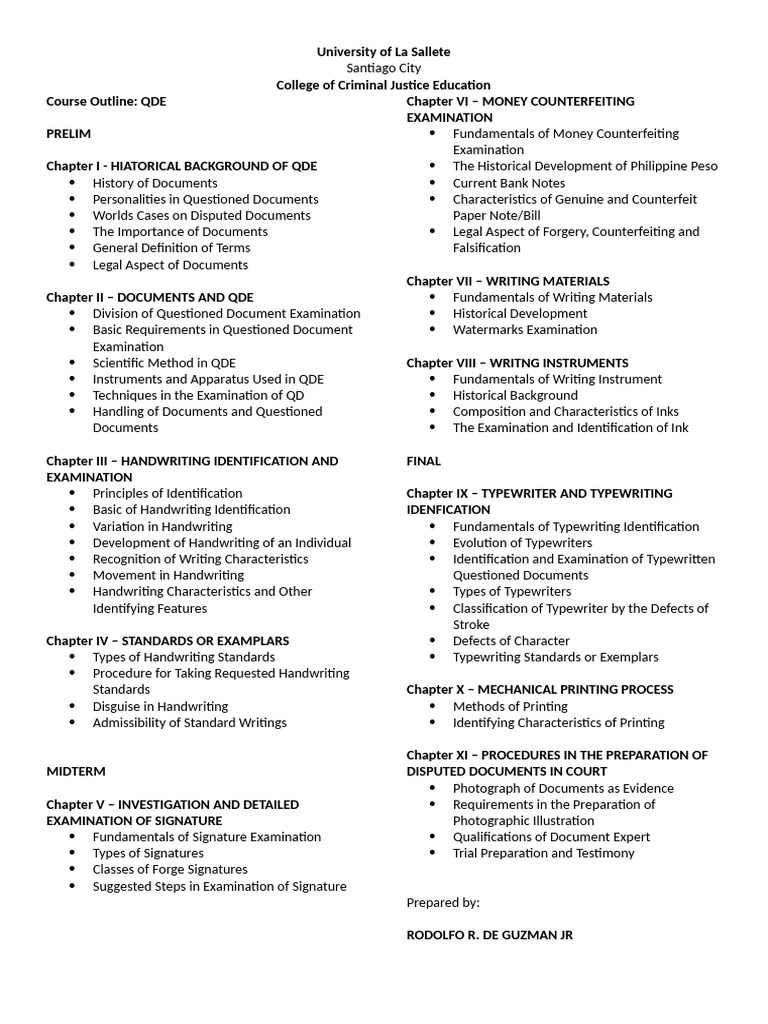 Course-Outline-QDE | PDF