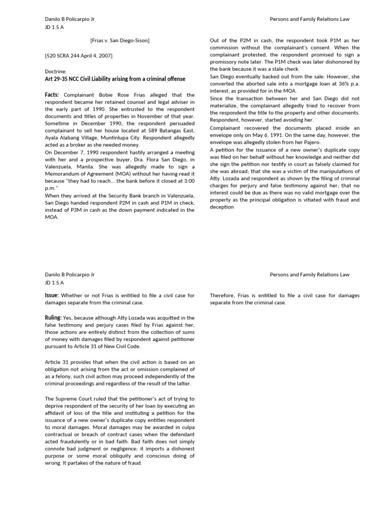 Civil Case for Damages Explained | PDF | Perjury | Damages