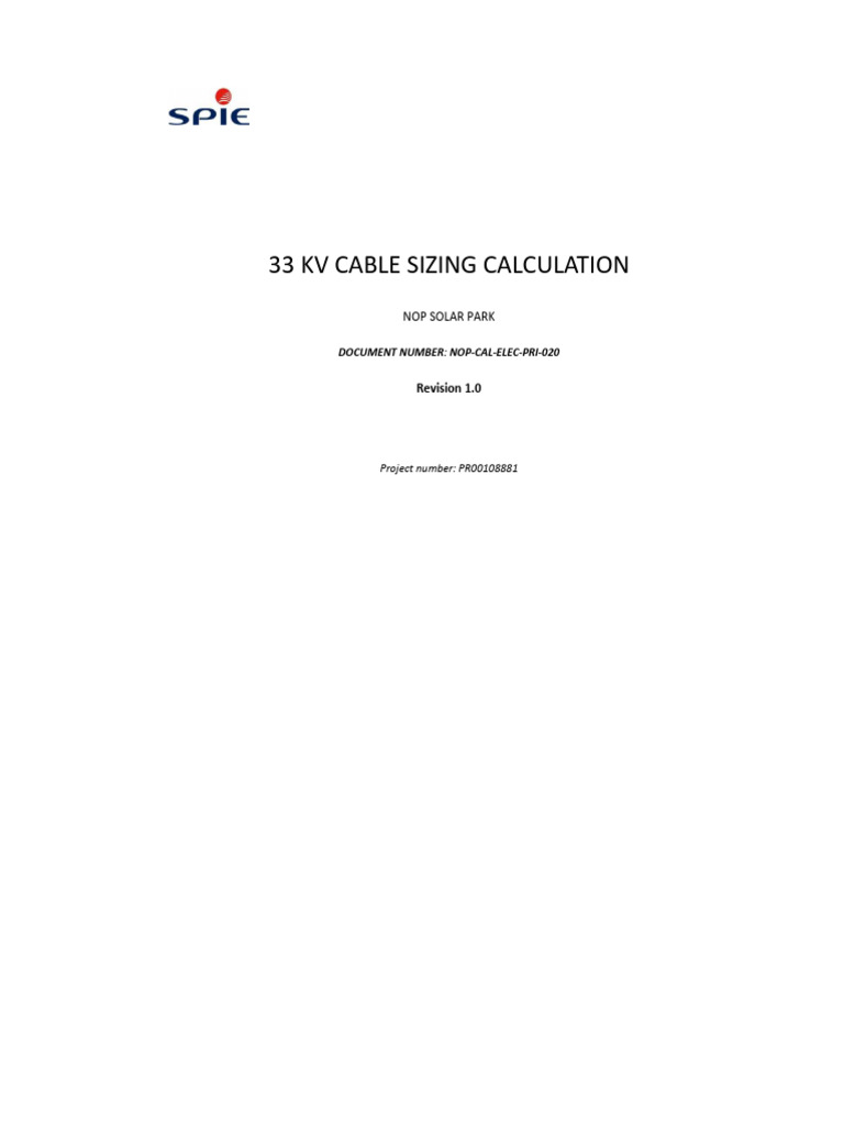 33 kV Cable Sizing Calculation Guide | PDF | Electrical Conductor ...