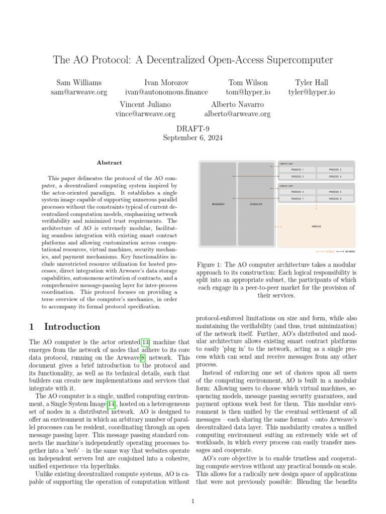 Decentralized AO Supercomputer Protocol | PDF | Computer Network |  Scalability