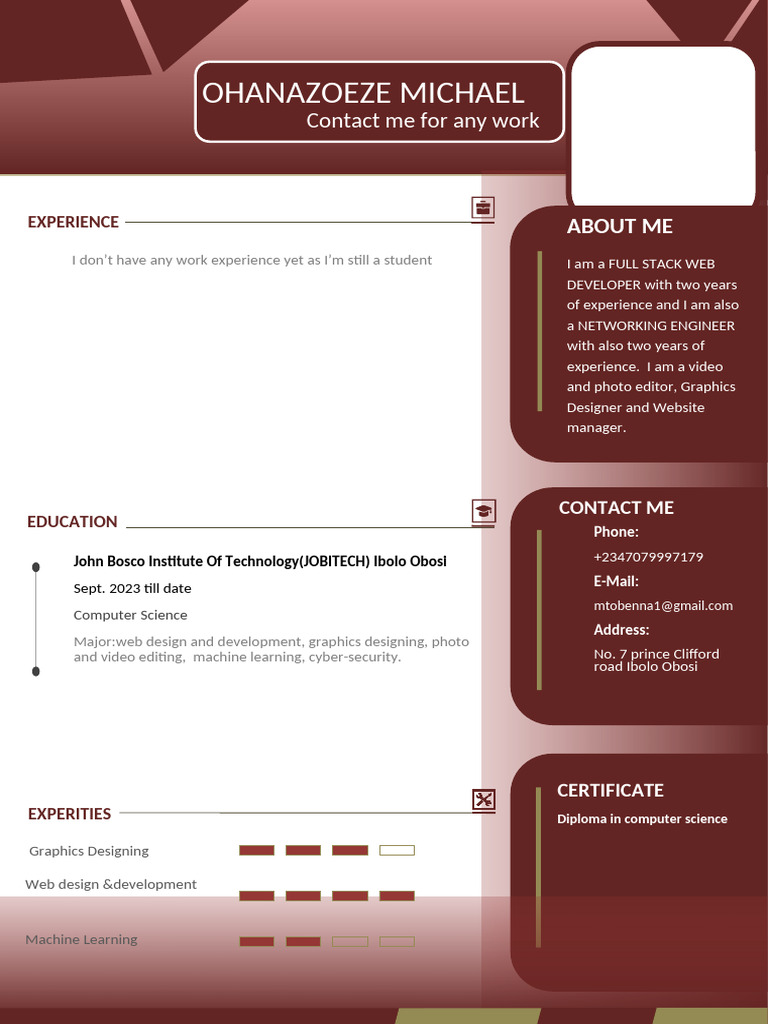 Full Stack Developer & Designer Profile | PDF