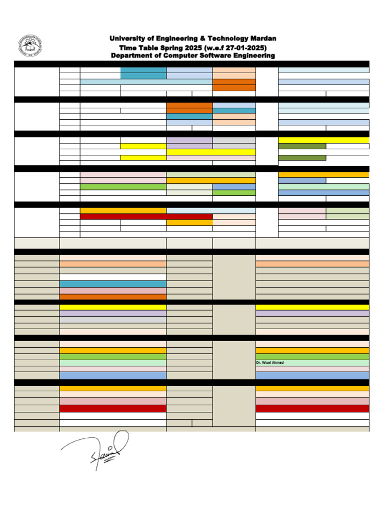 Spring 2025 Computer Engineering Timetable | PDF | Computing ...