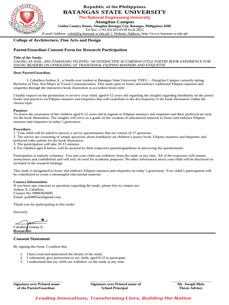 01 Parents Consent Form | PDF