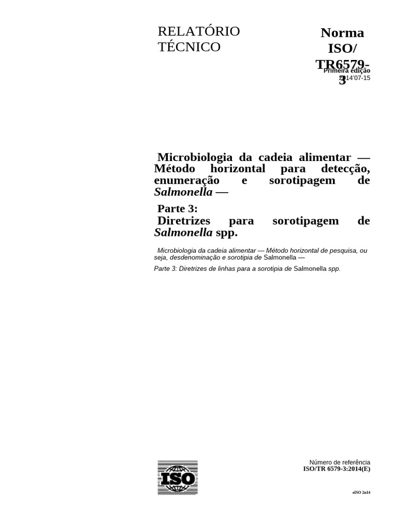 Diretrizes para Sorotipagem de Salmonella | PDF | Salmonella | Padronização