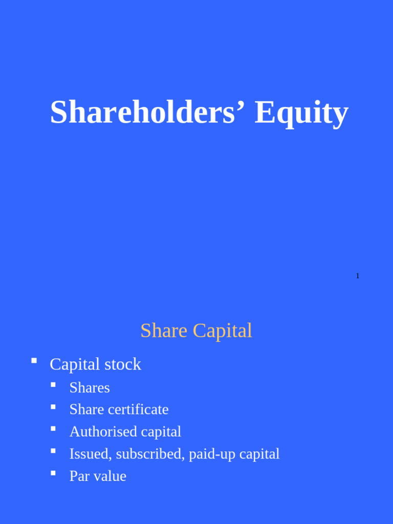 Shareholders Equity And Redemption Insights Pdf