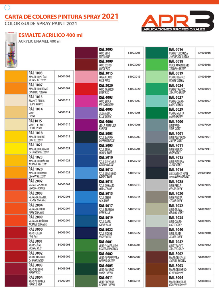 Carta Colores 2021 APR3 - España | PDF | Arco iris | Percepción visual