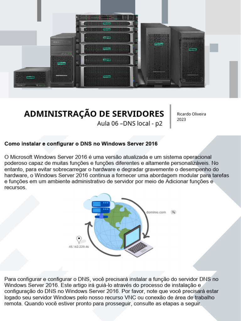 Configuração de DNS no Windows Server 2016 | PDF | Sistema de Nomes de ...