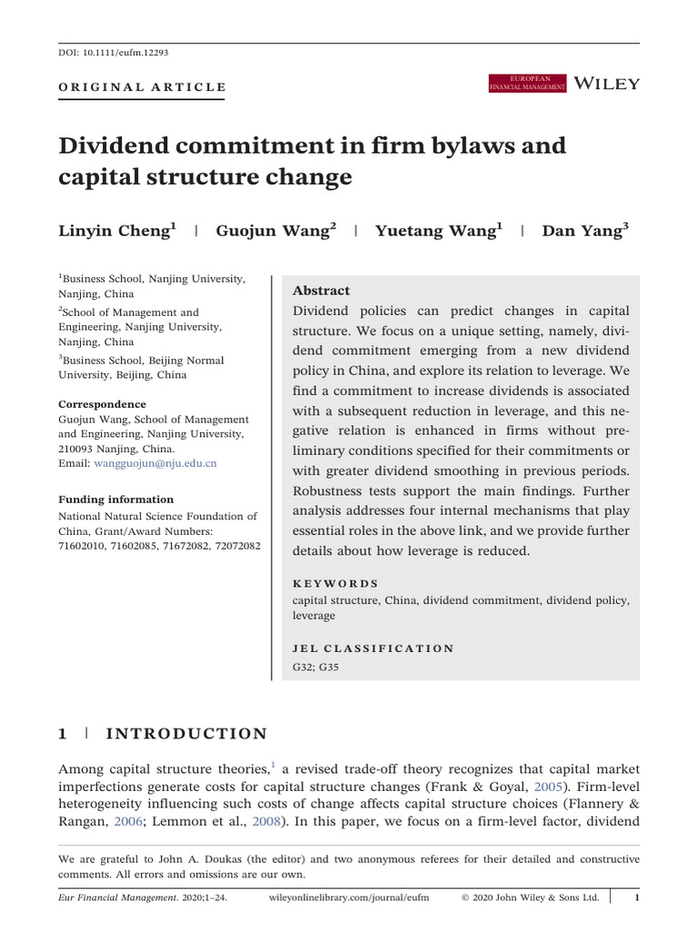 cheng2020 | PDF | Dividend | Capital Structure
