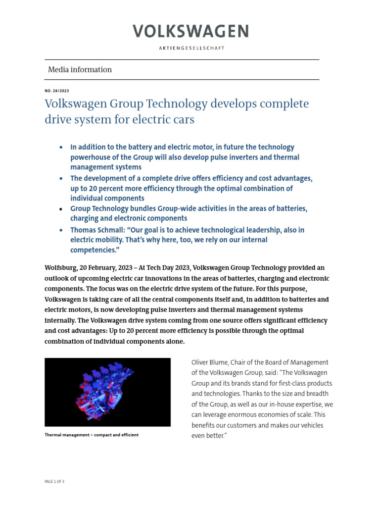 Volkswagen's Future Electric Drive System | PDF | Volkswagen Group ...