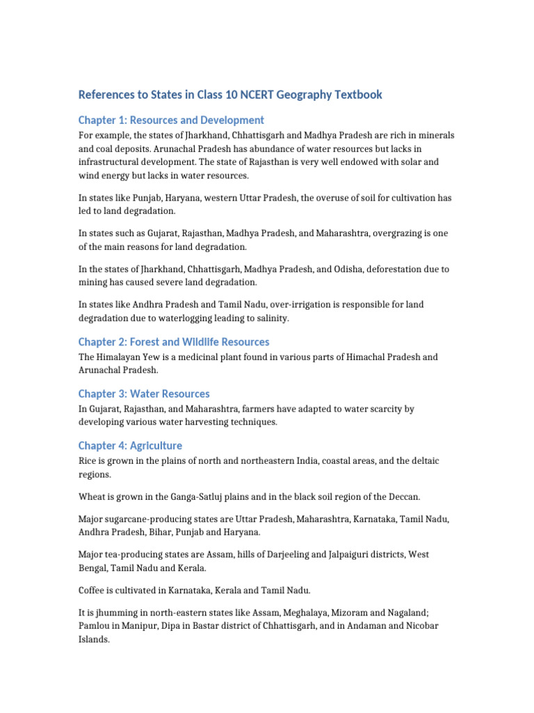 NCERT Geography States References | PDF