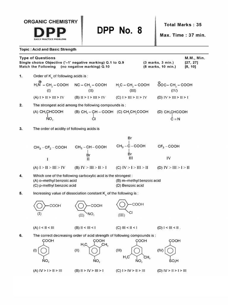 DPP No - 8 - Acid and Basic Strength | PDF