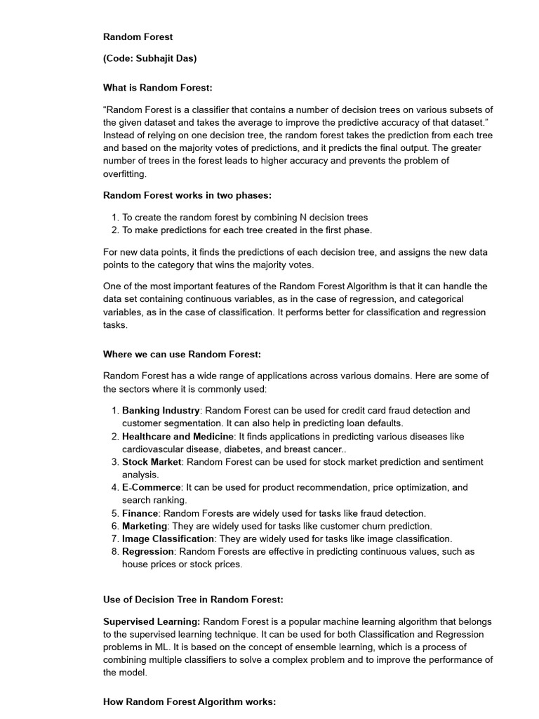 Random Forest 1737667979 | PDF | Machine Learning | Statistical ...