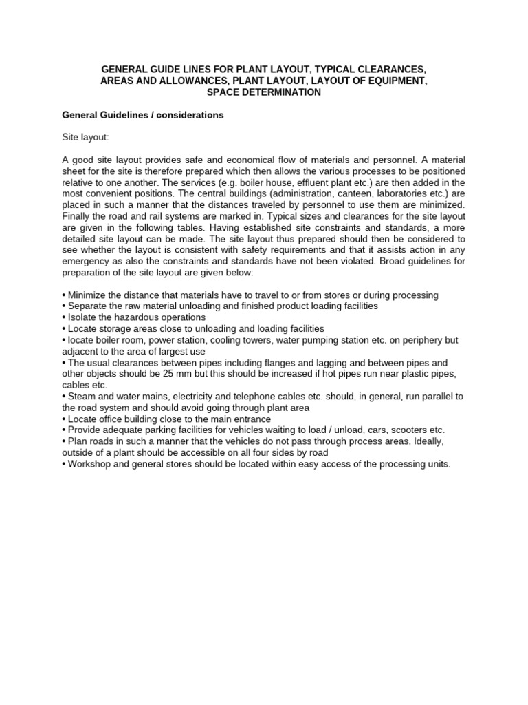 Plant Layout Design Guidelines | PDF | Pump | Heat Exchanger