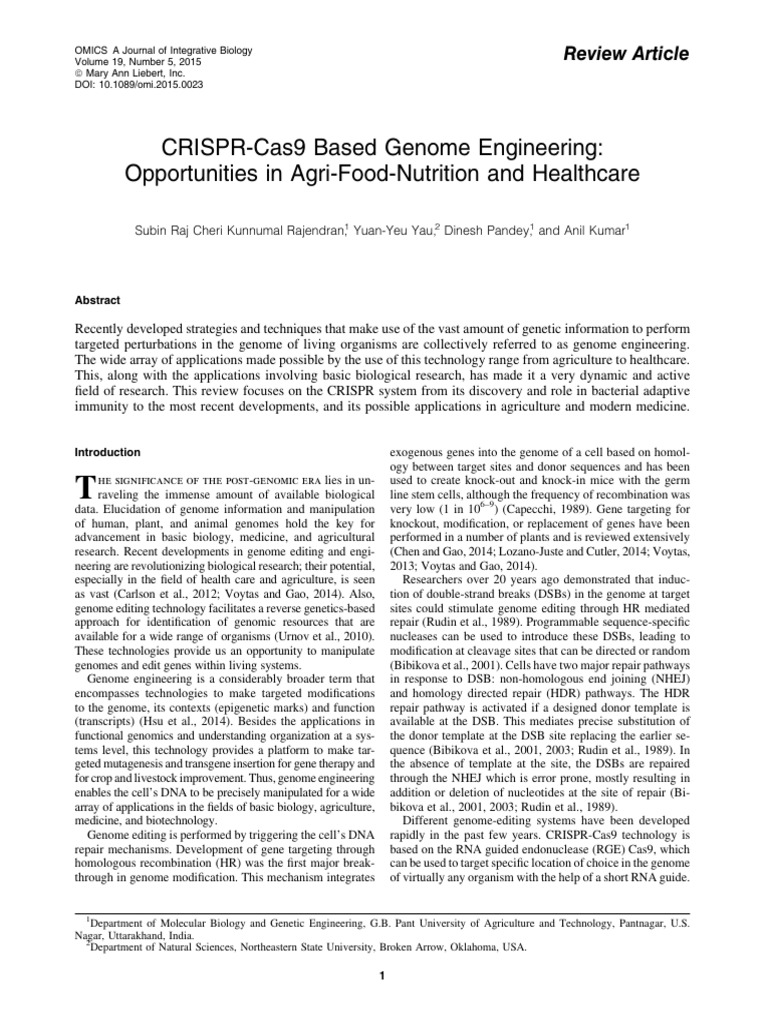 CRISPR Cas9 Based Genome Engineering Opp | PDF | Crispr | Molecular ...