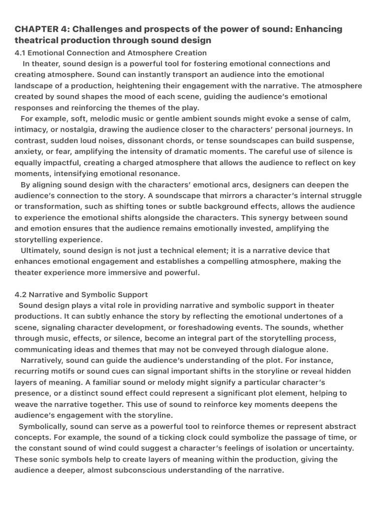Sound Design in Theater: Enhancing Emotion | PDF | Narrative | Sound
