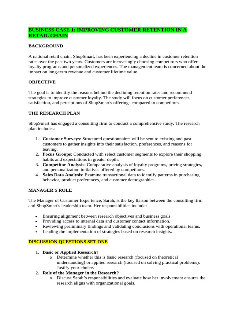 2, BUSINESS CASE 1 - Christ Week 1 - Introductory Concepts in Business ...